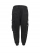 Punk Style Old Fashioned Rough Twill Front Center Hole Mesh Splicing Metal Rivet Decoration Black Loose Raw Edge Pants