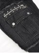 Punk Style Old Fashioned Rough Twill Front Center Hole Mesh Splicing Metal Rivet Decoration Black Loose Raw Edge Pants