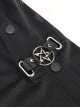 Punk Style Breathable Micro Mesh Side Detachable Buttons With Metal Five Pointed Star Pendant Zipper Black Sports Trousers