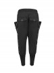 Punk Style Personality Twill Fabric Side Metal Eyelets With Chain Decoration Black Harem Pants