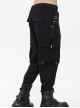 Punk Style Comfortable Cotton And Linen Woven Fabric Side Large Pockets With Chain Decoration Men's Black Loose Pants