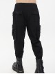 Punk Style Comfortable Cotton And Linen Woven Fabric Side Large Pockets With Chain Decoration Men's Black Loose Pants