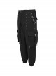 Punk Style Comfortable Cotton And Linen Woven Fabric Side Large Pockets With Chain Decoration Men's Black Loose Pants