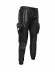 Punk Style Shiny Stretch Leather Side Three-Dimensional Pockets With Metal Rivets Decorated Black Pants