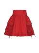 Summer Cute American Retro Red Sexy Hottie Pocket Ribbon Bowknot Kawaii Fashion High Waist Versatile Skirt