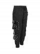 Punk Style Windproof Braided Side Metal Zipper With Accordion Leather Bag Black Simple Pants