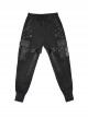 Punk Style Windproof Woven Side Imitation Leather Three-Dimensional Pockets Spliced ​​Metal Leg Rings Decorated Black Simple Pants