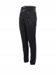 Punk Style Elegant Jacquard Fabric With High Waist Center Front Double Breasted Retro Black Trousers