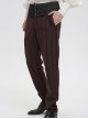 Gothic Retro Vertical Stripes Stitching Three Dimensional Jacquard Mid High Waist Wine Red Men's Trousers