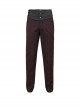 Gothic Retro Vertical Stripes Stitching Three Dimensional Jacquard Mid High Waist Wine Red Men's Trousers