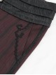 Gothic Retro Vertical Stripes Stitching Three Dimensional Jacquard Mid High Waist Wine Red Men's Trousers