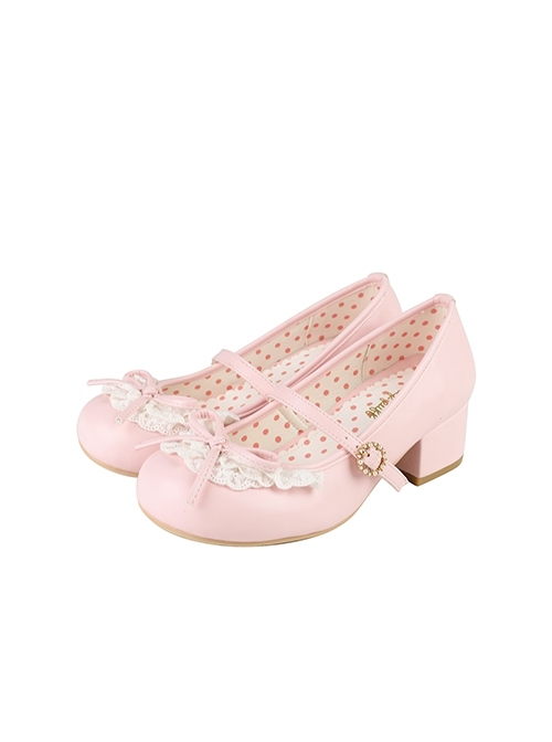 Little Leila Series Cute Lace Elegant Princess Style Mid Heel Round Toe Sweet Lolita Mary Jane Shoes