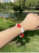 Japanese Harajuku Style Cartoon Cutting 3D Red Heart Shape Unicorn Kawaii Fashion Soft Girl Bracelet