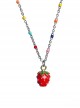 Cute Versatile Red Sweetheart Strawberry Colorful Beaded Alloy Clavicle Chain Kawaii Fashion Necklace