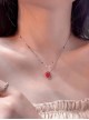 Cute Versatile Red Sweetheart Strawberry Colorful Beaded Alloy Clavicle Chain Kawaii Fashion Necklace