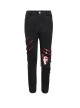 Punk Style Twill Hole Print Torn Skull Applique Pattern Decoration Black Everyday Men's Pants