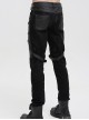 Gothic Style Washed Knitted Side Metal Eyelets With Multi Row Chain Decoration Black Slim Trousers