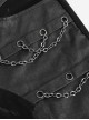 Gothic Style Washed Knitted Side Metal Eyelets With Multi Row Chain Decoration Black Slim Trousers