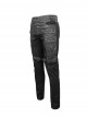 Gothic Style Washed Knitted Side Metal Eyelets With Multi Row Chain Decoration Black Slim Trousers