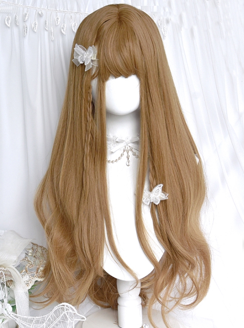 Nutcracker Series French Rustic Pastoral Style Gentle Flat Bangs Long Curls Golden Brown Classic Lolita Wig