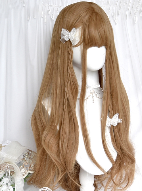 Nutcracker Series French Rustic Pastoral Style Gentle Flat Bangs Long Curls Golden Brown Classic Lolita Wig