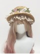 Wild Flowers And Fragrant Grasses Series Elegant Pastoral Style Classic Lolita Sweet 3D Rose Lace Ruffles Straw Hat