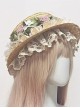 Wild Flowers And Fragrant Grasses Series Elegant Pastoral Style Classic Lolita Sweet 3D Rose Lace Ruffles Straw Hat