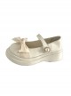 Versatile Daily Cute Satin Bowknot Pearl Button Sweet Lolita Mary Jane Round Toe Thick Sole Uniform Shoes