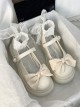 Versatile Daily Cute Satin Bowknot Pearl Button Sweet Lolita Mary Jane Round Toe Thick Sole Uniform Shoes