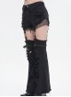 Punk Style Old Fashioned Hole Washed Segmented Stitching Leg Sleeves Black Loose Flared Pants