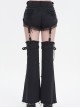 Punk Style Old Fashioned Hole Washed Segmented Stitching Leg Sleeves Black Loose Flared Pants