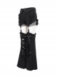 Punk Style Old Fashioned Hole Washed Segmented Stitching Leg Sleeves Black Loose Flared Pants