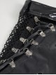 Gothic Style Stretch Patent Leather Fabric Side Cross Lace Stitching Hollow Mesh Sexy Black Daily Shorts