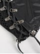 Gothic Style Stretch Patent Leather Fabric Side Cross Lace Stitching Hollow Mesh Sexy Black Daily Shorts