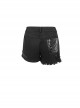 Punk Style Non Elastic Side Slits Ripped Asymmetric Black Raw Edge Denim Shorts