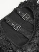 Gothic Style Sexy Stretch Mesh Patchwork Knitted Fabric Side Adjustable Hollow Buckle Black Everyday Flared Pants