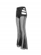 Gothic Style Sexy Stretch Mesh Patchwork Knitted Fabric Side Adjustable Hollow Buckle Black Everyday Flared Pants