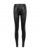 Gothic Style Personalized Five Pointed Star Printed Knitted Fabric With Special Patent Leather Effect Black Daily Leggings