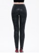 Gothic Style Personalized Five Pointed Star Printed Knitted Fabric With Special Patent Leather Effect Black Daily Leggings