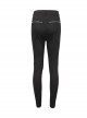 Gothic Style Simple Stretch Twill Fabric Thigh With PU Leather Decoration Black Everyday Skinny Trousers