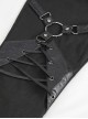 Gothic Style Simple Stretch Twill Fabric Thigh With PU Leather Decoration Black Everyday Skinny Trousers