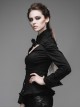 Gothic Style Sexy Hollow Rose Pendant Lapel Lace Black Long Sleeve Stretch Daily Blouse