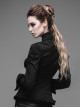 Gothic Style Sexy Hollow Rose Pendant Lapel Lace Black Long Sleeve Stretch Daily Blouse