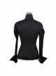 Gothic Style Sexy Hollow Rose Pendant Lapel Lace Black Long Sleeve Stretch Daily Blouse