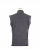 Punk Style Distressed Twill Asymmetric Knitted Sleeveless Raw Edge Gray Lapel Shirt