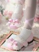 Sweetheart Bichon Series Velcro Plush Shoelaces Bowknot Sweet Low Heel Round Toe Sweet Lolita Mary Jane Shoes