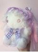 Cute Soft Girl Lace Gorgeous Bowknot Headband Plush Long-Eared Rabbit Doll Sweet Lolita Pearl Crossbody Bag Backpack