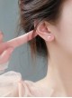 Daily Childlike Kawaii Fashion Sweet Cute Ceramic Pink Mini Cat Paw S925 Silver Needles Earrings