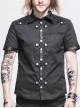 Punk Style Simple Pure Cotton Fabric Front Center Splicing Hot Air Bottom Metal Ring Buckle Design Black Daily Shirt