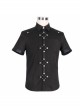 Punk Style Simple Pure Cotton Fabric Front Center Splicing Hot Air Bottom Metal Ring Buckle Design Black Daily Shirt